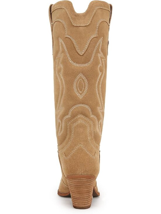 Sam Edelman Women's James Safari Tan Wide Calf Slip On Cowboy Boot Cuban heel - Picture 3 of 7